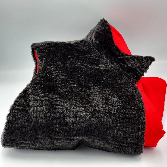 Vtg Reversible Red & Black Quilted Vest With Faux Fur Texture Sleeveless - Picture 13 of 16